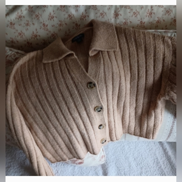 wild fable Sweaters - Women's Ribbed Button-Up Sweater - Tan